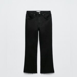 Zara Black Kick Crop Flare Jeans